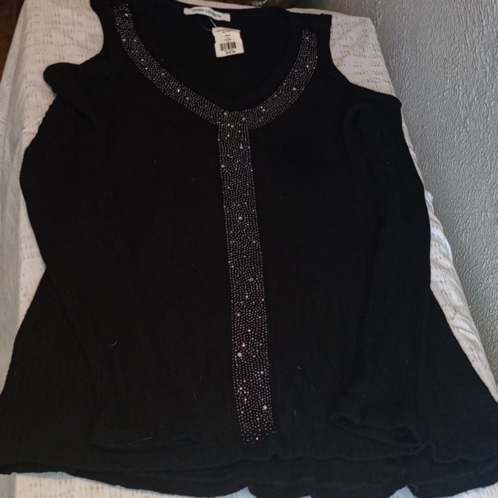 Elegant Black Women's Blouse with Embellishments